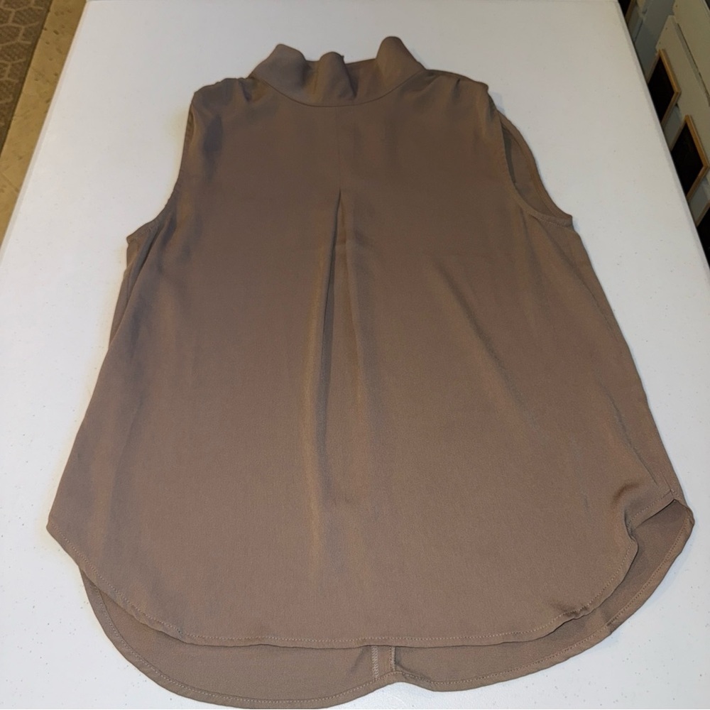Naked Zebra‎ Tank Top Size Medium Taupe High Neck Classic Office Safari Brown